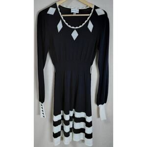 Alice Temperley for Target Black White Dress Geometric Knit Size L